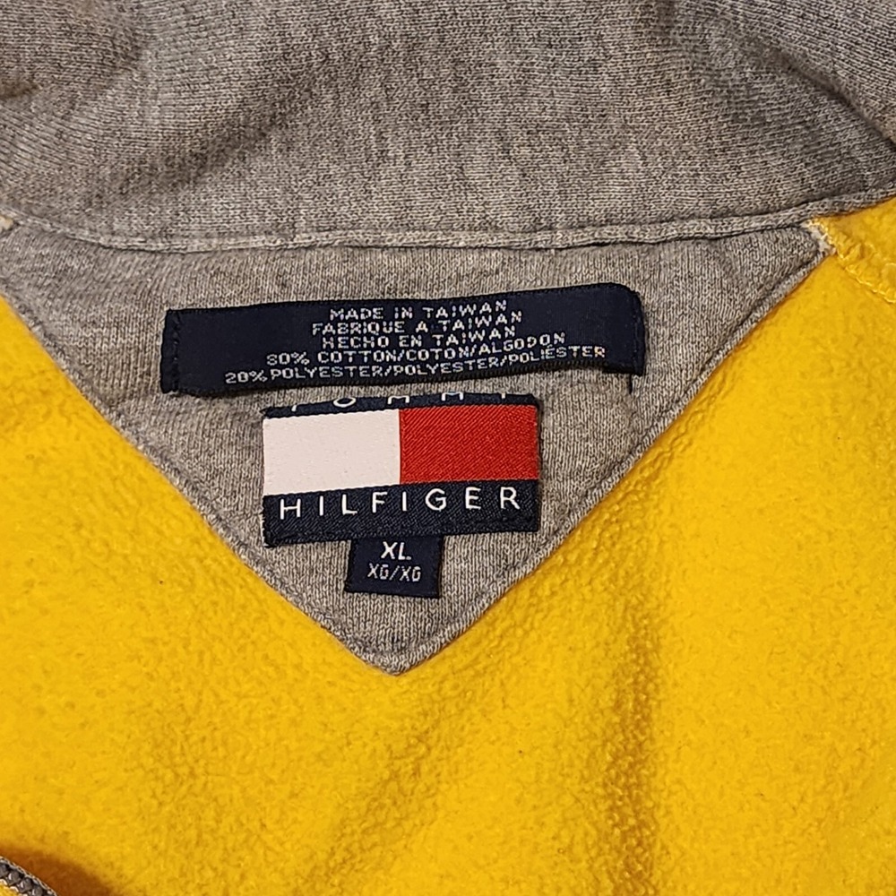 Tommy Hilfiger Athletics Yellow Sweatshirt Pullover Extra Large XL Mens Sport - Picture 4 of 10